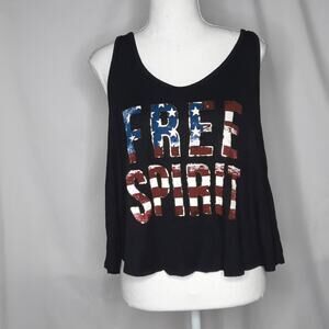 King & Saints Women's Patriotic Free Spirit Tank Top Black XL